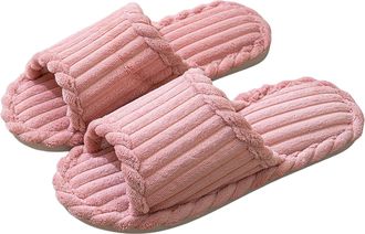 Generic Slipper for Women Men Slipper Socks Fuzzy House Shoes Rubber Sole Soft Lightweight Non Indoor/Outdoor Extra Wide Width Mens Shoes (Pink, 5)