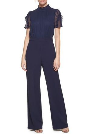 Vince Camuto Chiffon & Crepe Jumpsuit in Navy at Nordstrom Rack, Size 10
