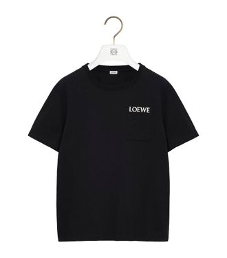 Loewe Mens Cotton Pocket Logo T-Shirt - Black - Size X-Large