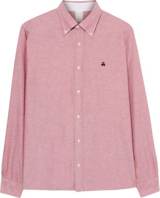 Brooks Brothers Slim Fit Oxford Overhemd met Button Down Kraag - Heren - Casual Overhemden - Rood - M - Katoen - Overhemden