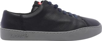Camper Zwarte Touring Sneakers Ronde Neus Veters - Heren - Sneakers - Zwart - 46 EU - Leer - Schoenen