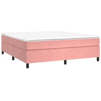 vidaXL Vidaxl - Cama Box Spring Con Colch&oacute;n Terciopelo Rosa 160x200 Cm