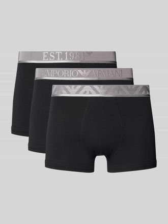 Emporio Armani Trunks mit Label-Bund im 3er-Pack in Black, Größe L