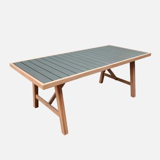 Sweeek Mesa De Jard&iacute;n De Madera De Acacia Y Aluminio, 8 Plazas