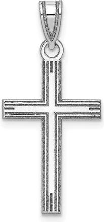 Diamond2Deal 14k White Gold Solid Laser Etched Cross Pendant