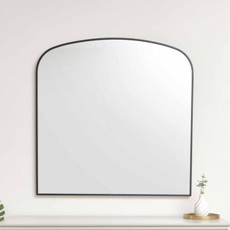 Melody Maison Large Black Framed Arched Wall Mirror 92cm X 91cm | Size: 92 cm X 91 cm