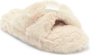 Honeydew Intimates The Knot Plush Faux Fur Slide Sandal in Cream at Nordstrom Rack, Size Medium