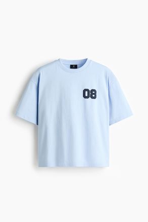 H&M Bedrucktes T-Shirt in Oversized Fit - Blue