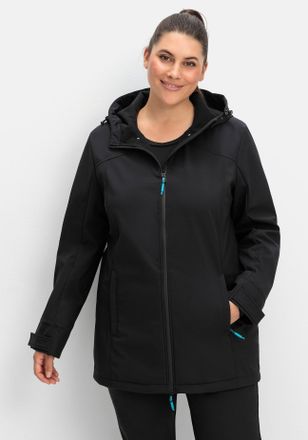 Sheego Softshelljacke SHEEGO, Damen, Gr. 40, schwarz, 95% Polyester, 5% Elasthan, Innenseite:100% Polyester, Jacken Softshelljacke