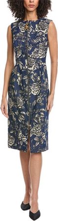Oscar De La Renta Zip Front Stretch Denim Midi Dress