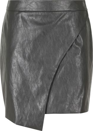 Federica Tosi Anthracite Asymmetrical Metallic Trim Polyurethane Mini Skirt