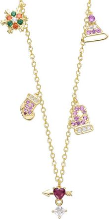 Rachel Glauber 14K Plated Cz Charm Necklace