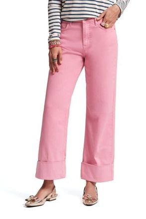 Frances Valentine Smarty Cuffed Jeans Solid Denim in Pink at Nordstrom, Size 16