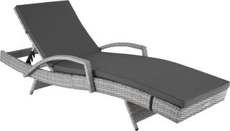 TecTake Tumbona de ratán curva de aluminio ajustable 5 posiciones, gris claro