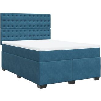 vidaXL Vidaxl - Cama Box Spring Con Colch&oacute;n Terciopelo Azul 140x190 Cm
