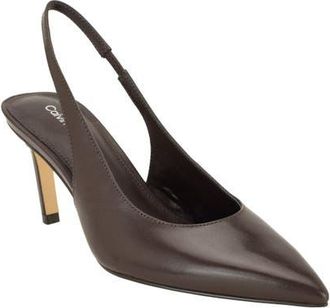 Calvin Klein Biancya Leather Slingback Pump in Dark Brown Leather at Nordstrom, Size 5.5