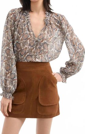 Veronica Beard Hickory Silk Blouse In Dove Multi