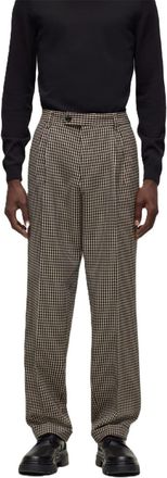 HUGO BOSS Mens C Fraye Gingham Slim Cut Trousers in Beige - Size 42W/32L