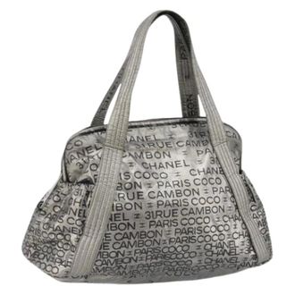 Chanel Pre-owned Handbags, female, Gray, Size: ONE SIZE Pre-owned Vintage Nylon Tote