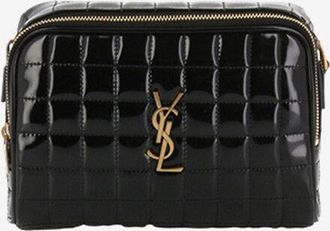 Saint Laurent Gesteppte Lack-Schultertasche Cassandre Mini Camera