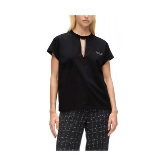 Karl Lagerfeld Dames, Tops, Zwart, Maat: S Katoen