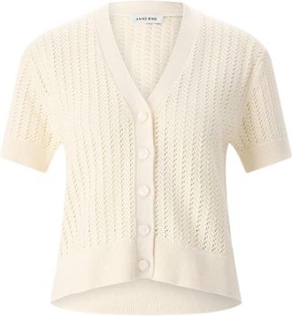 Anine Bing Flynne Cardigan - Heren - Vesten - Beige - S - Katoen - Truien & Vesten