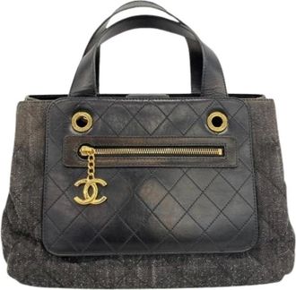 Chanel Pre-owned Handbags, female, Black, Size: ONE SIZE Pre-owned Vintage Denim Handbag