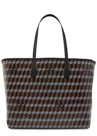 Au D&eacute;part No.55 Printed Leather Tote - Black - One Size