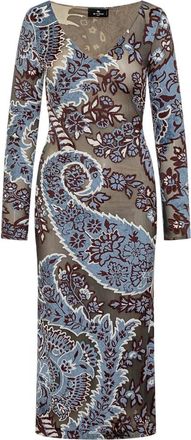 Etro Jurk van tule en jacquardfluweel - Dames - Casual kleedjes - Veelkleurig - XS - Tule - Kleedjes