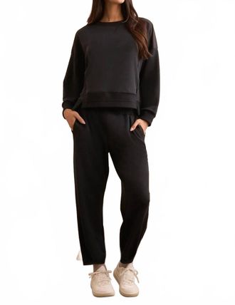 Tribal Butter Soft Sand Wash Hi-Low Crew Top In Black