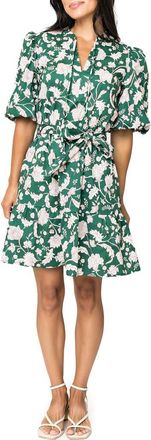 Gibsonlook Floral Print Tie Waist Dress in Foliage Green Print at Nordstrom Rack, Size Xx-Large