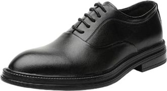 Generic Mens Black Dress Shoes Pointed Toe Breathable Oxfords for Wedding Suit and Office Business British Korean Style Fashion Comfortable Footwear(10.5)