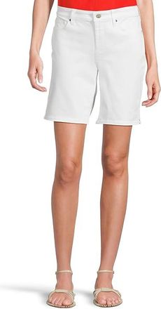 NYDJ Ella Shorts with Sideseam Slits in Optic White Womens Shorts Optic White : 10 9, Polyester/Elastane/Denim