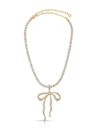 Ettika Womens Pave Bow Tennis Necklace In Gold