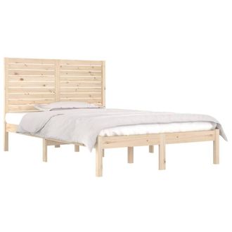 Berkfield Home Beautiful Bed Frame Solid Wood 135x190 cm Double in Light Tan