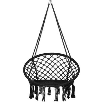 Beliani Beliani - Silla Colgante De Algod&oacute;n Negro Macram&eacute; Trenzado Columpio Boho Interior Exterior Gabella