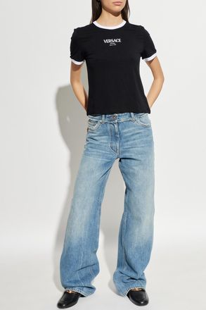 Versace Top With Print, Womens, Black