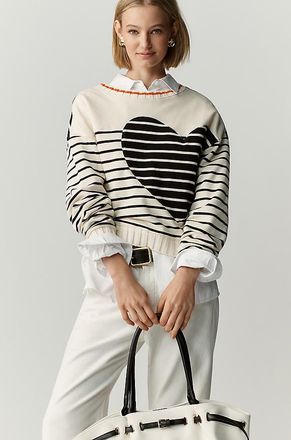 Maeve Crop Striped Sweatshirt