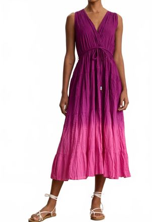 Velvet Marilyn V-Neck Dress In Fuschia Ombr&eacute;