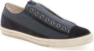 John Varvatos Vintage Laceless Low Top Sneaker in Blue Stone at Nordstrom, Size 10.5
