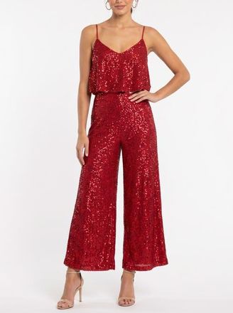 Rachel Roy Sequin Tara Ruffle Jumpsuit in Haute Red at Nordstrom, Size Xx-Large