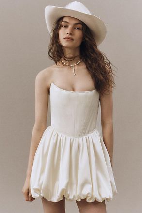 Sau Lee Lydia Strapless Bubble Satin Mini Dress