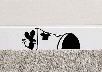 OEM Pegatinas De Pared Con Dise&ntilde;o De Agujero De Rat&oacute;n, Vinilo Decorativo Para Lavadora, Ratones, Z&oacute;calos Divertidos