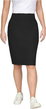 2-Biz Zwarte A-lijn Rok met Tailleband - Dames - Kokerrokken - Zwart - 2XL - Polyester - Rokken