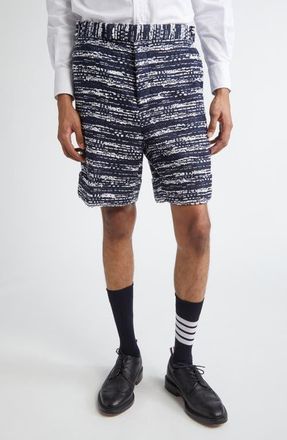 Thom Browne Beltloop Mélange Tulle Tweed Shorts in Navy at Nordstrom, Size 5