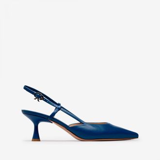 Gianvito Rossi Womens Ascent Slingback 55mm - Dark Blue Leather - Size EU 36