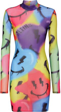 Philipp Plein LS Smile logo-print minidress - women - Elastane/Polyester - S - Purple