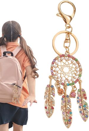 Generic Dream Catcher Keychains | Dream Catcher Backpack Keychains with Rhinestones,Feather Charm, Fashion Decoration for Backpack Bag Purse