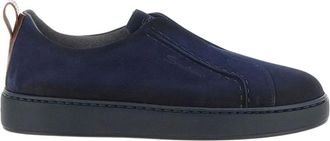 Santoni Victory Slip-On Sneakers - Heren - Schoenen - Blauw - Maat: 44 EU Leer