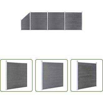 vidaXL vidaXL Recinzione per giardino - Pannelli Recinzione WPC 3 Quadrati 1 Inclinato 619x186 cm Grigi
